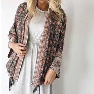 Free people floral zip-up kimono
